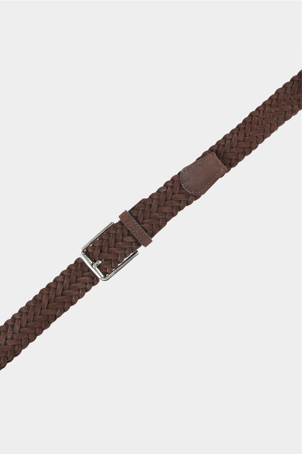 Brown Braided Suede Strap Belt