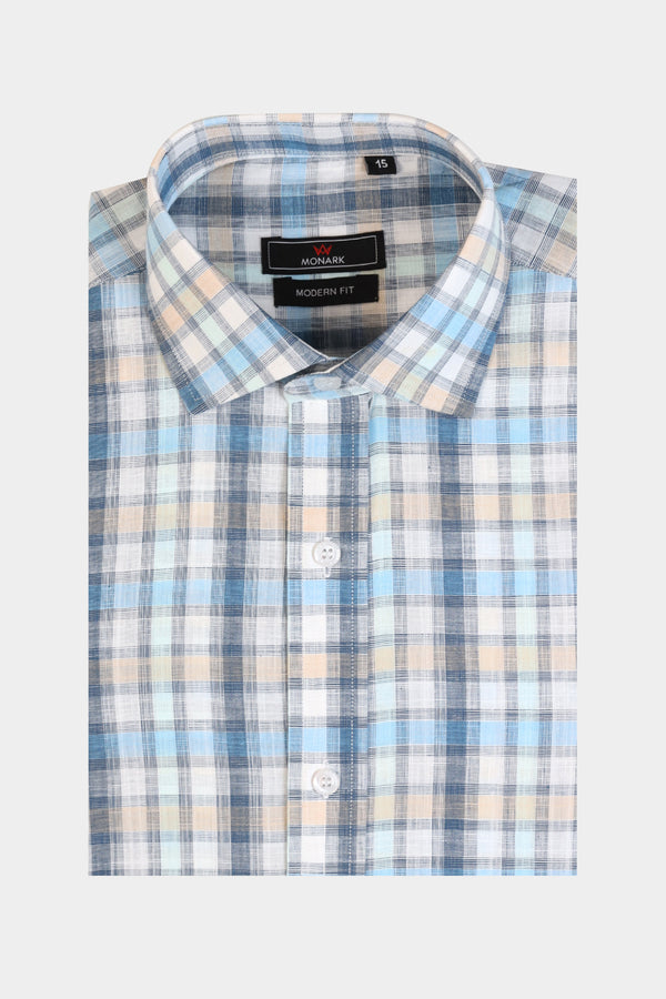 Blue Textured Formal Shirt