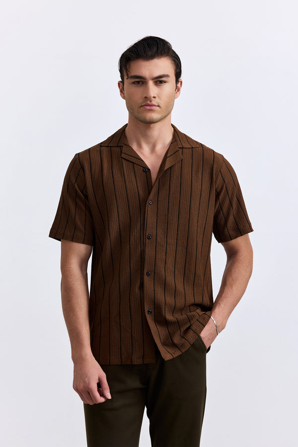 Chocolate Brown Camp Collar Shirt