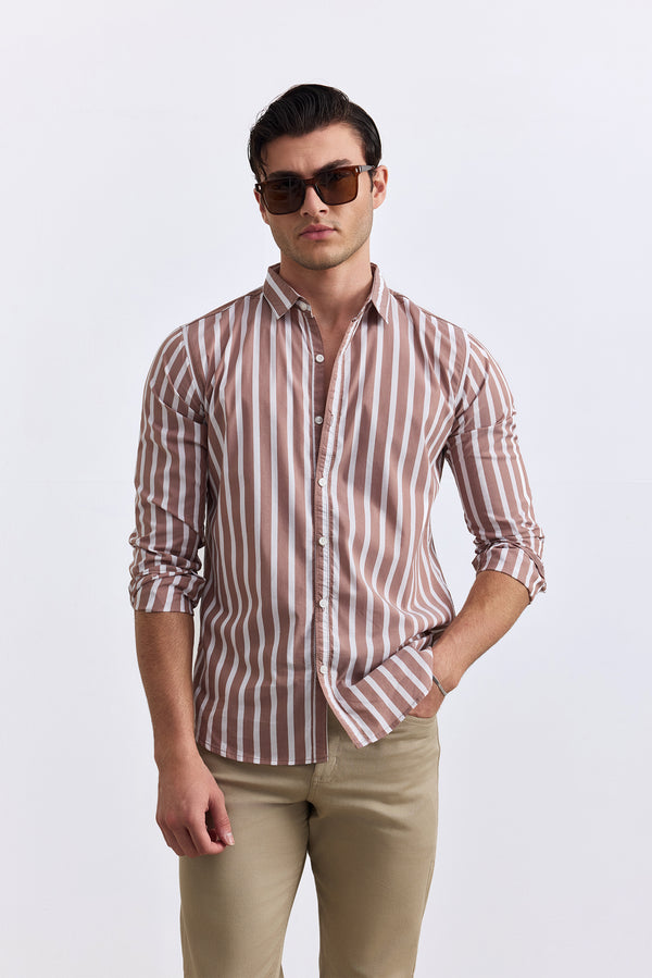 Bronze Stripped Button Down Shirt