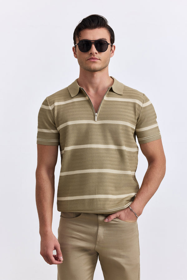 Beige SunZip Knitted Polo