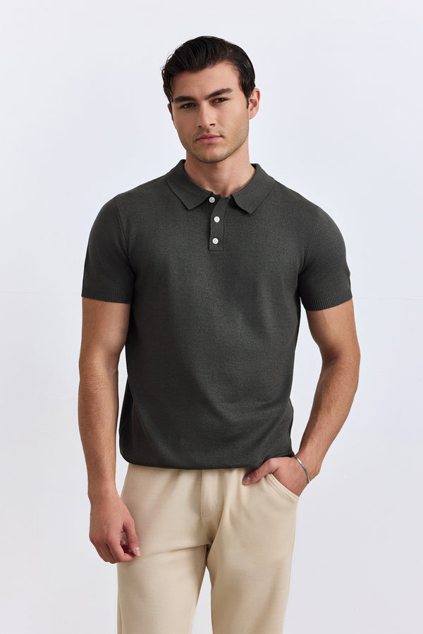 Deep Green Knitted Polo