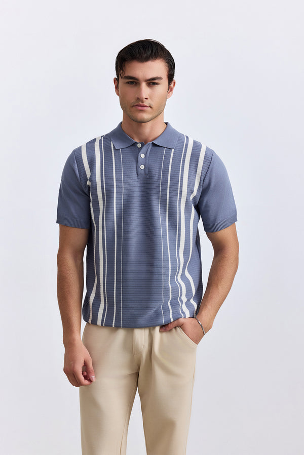 Sky Blue Knitted Polo