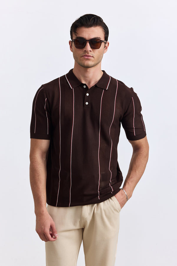 Coffee Knitted Polo