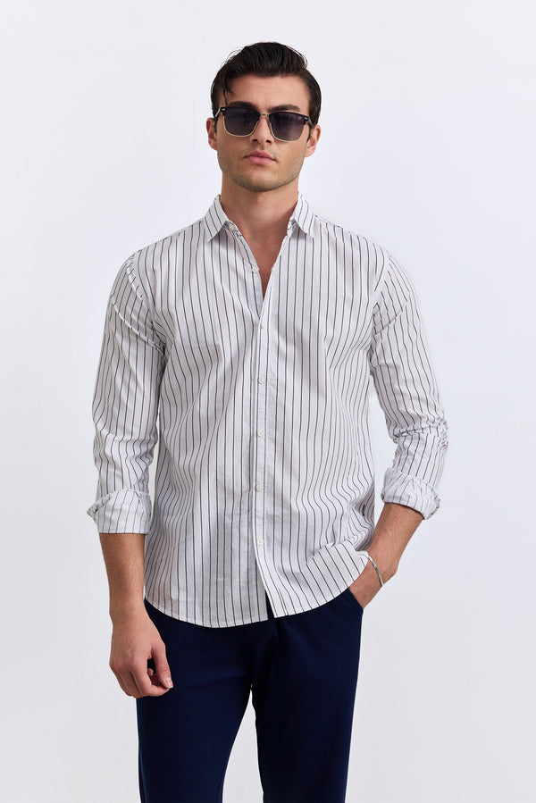 White Stripped Button Down Shirt