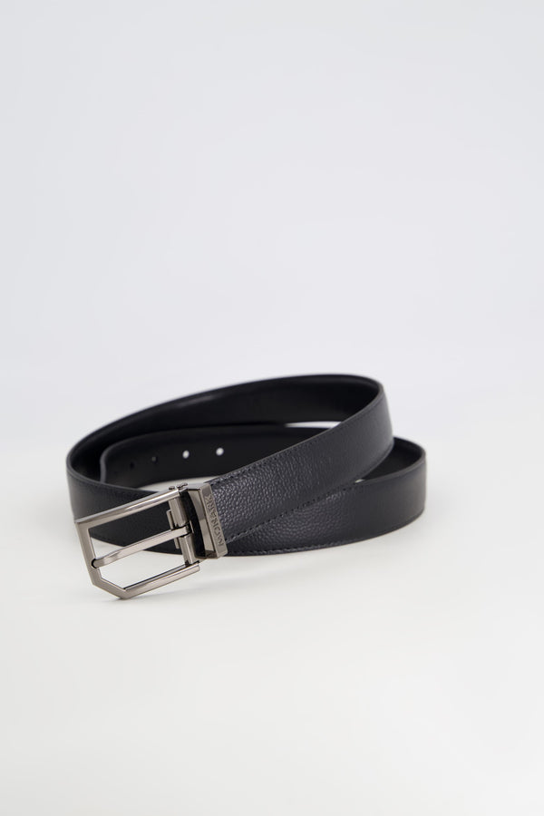 BLACK TEXTURED LEATHER BELT