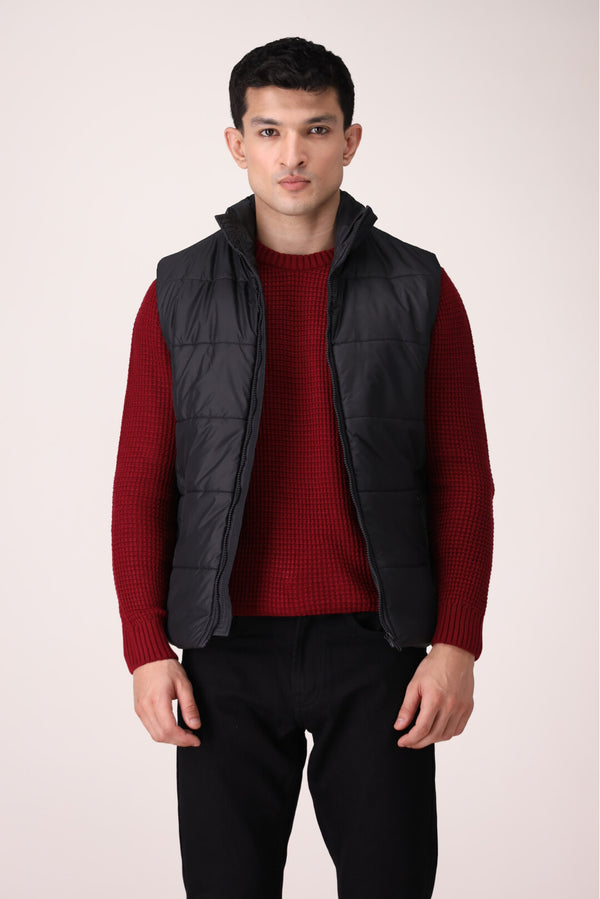 QUILTED STRIPE PUFFER JACKET