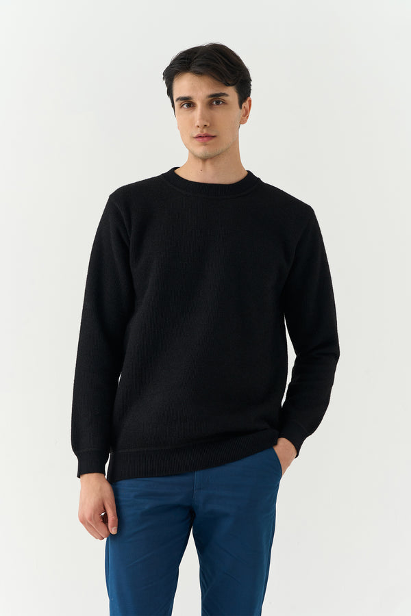 Black Thermal Knitted Sweatshirt