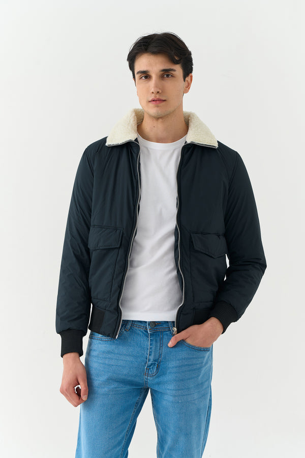 Navy Blue Bomber Jacket