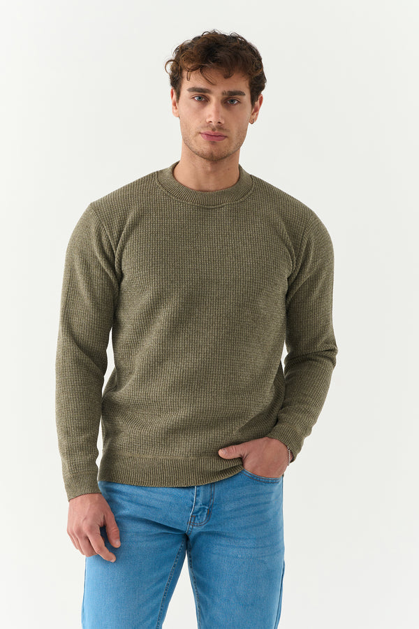 Thyme Green Waffel Textured Sweatshirt
