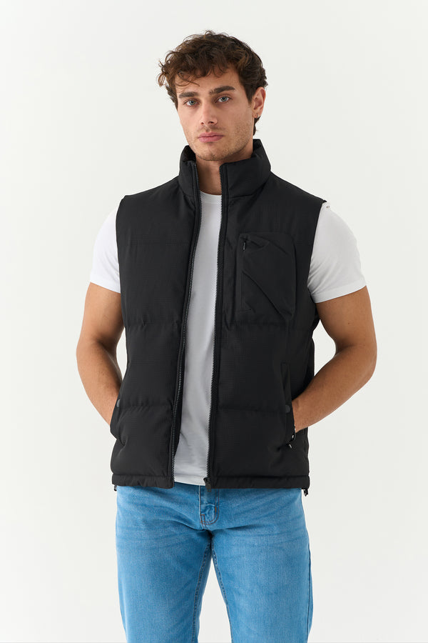 Black Sleeveless Puffer Jacket