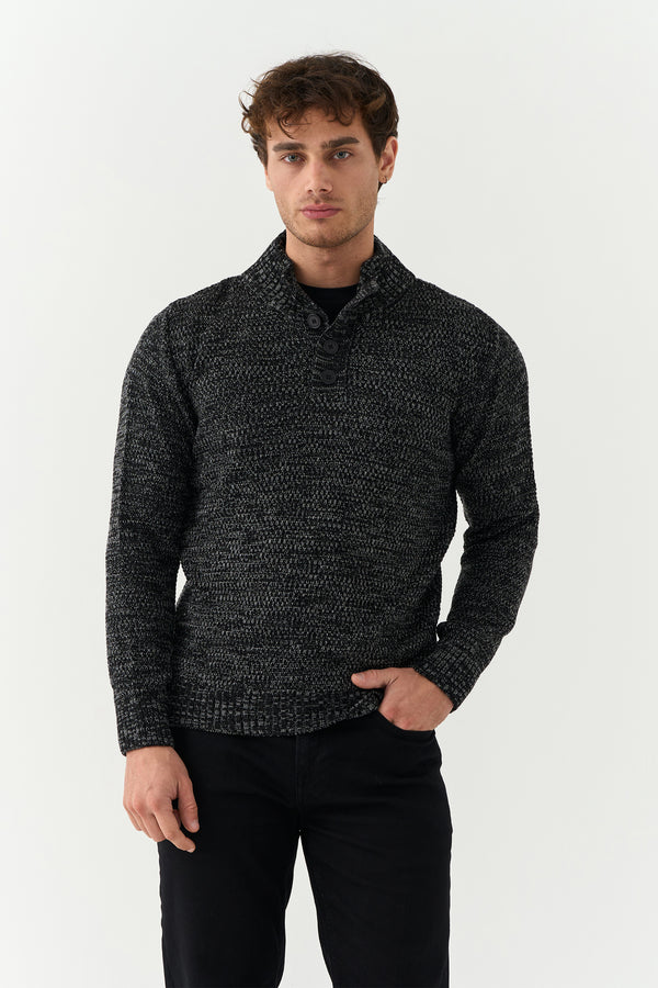 Charcoal Henley Sweater