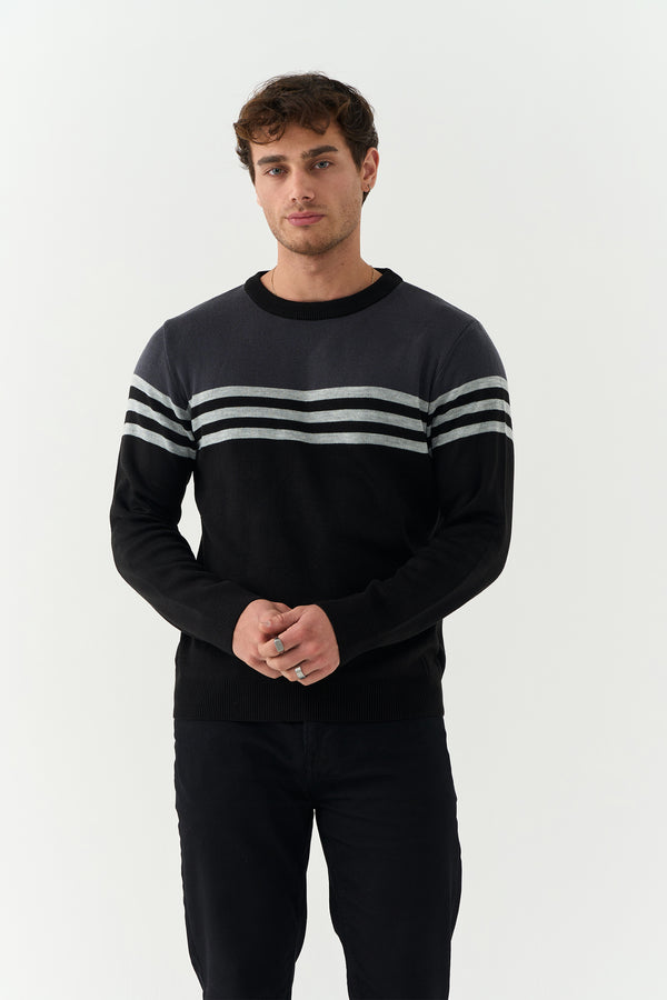 Black Grey Color Block Sweater