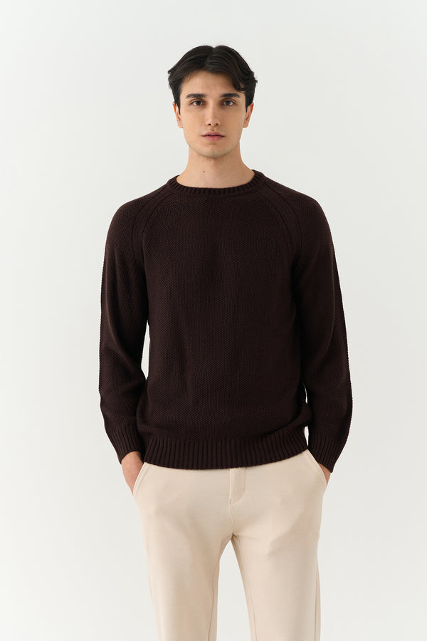 Chocolate Brown Texture Knit Sweater