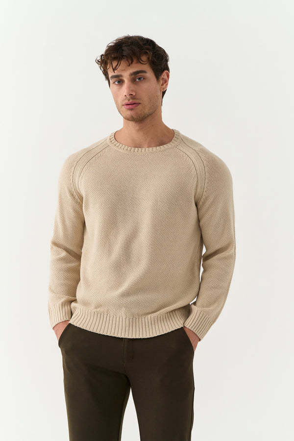 Beige Textured Sweater