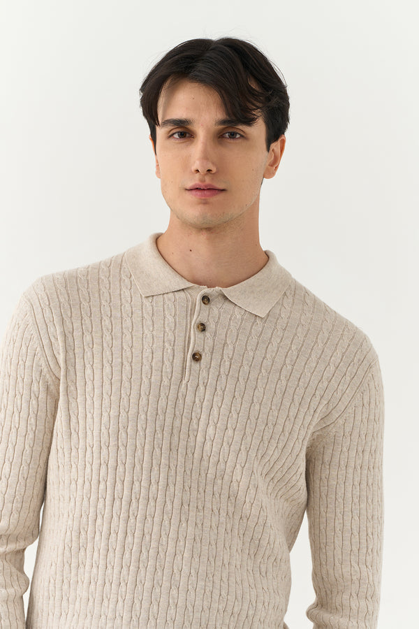 Beige Polo Sweater
