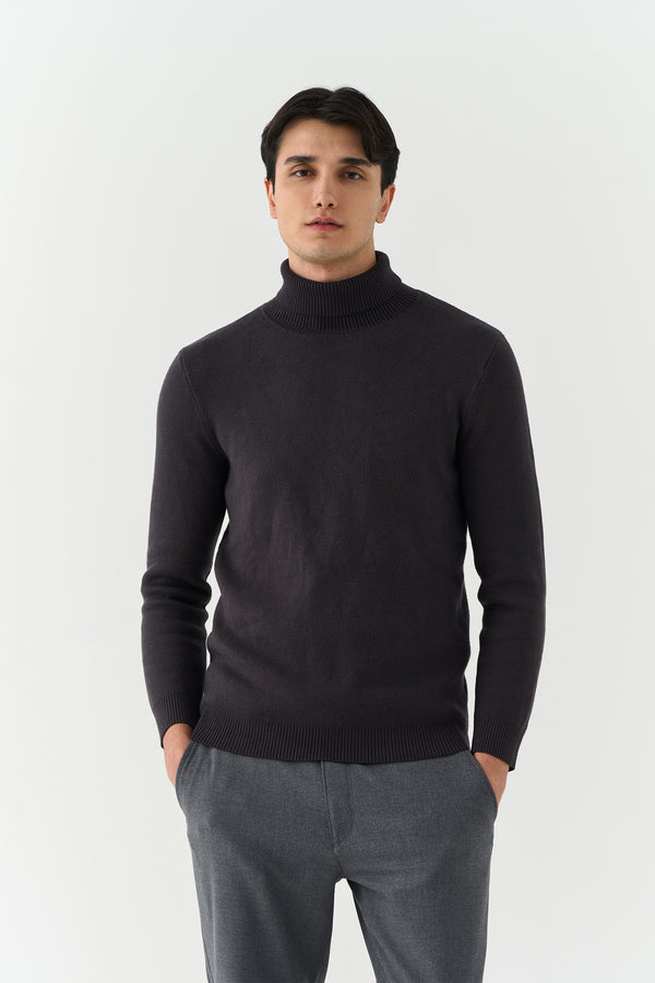 Grey Faux-Fur-Lined Turtleneck