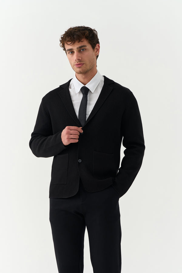 Black Knitted Blazer