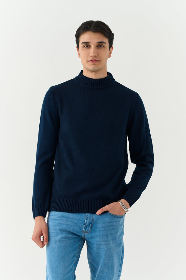 Navy Blue Mock Neck Sweater