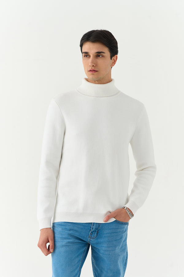 White Faux-fur Lined Turtleneck