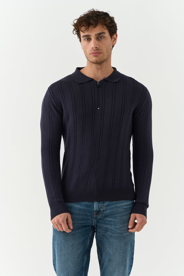 Navy Blue Quarter-Zip Sweater