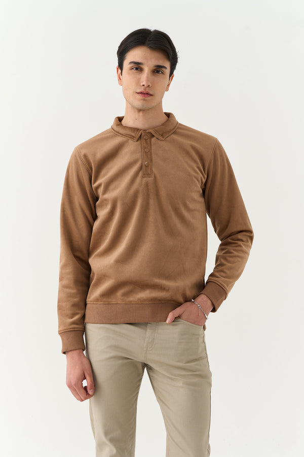 Desert Brown Snap Button Sweatshirt
