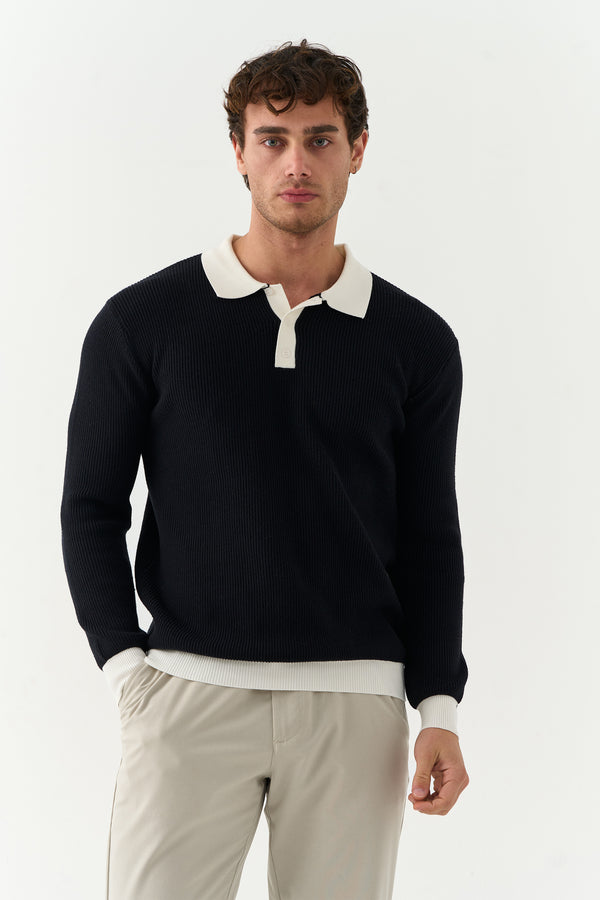 Black Jhonny Collar Sweater