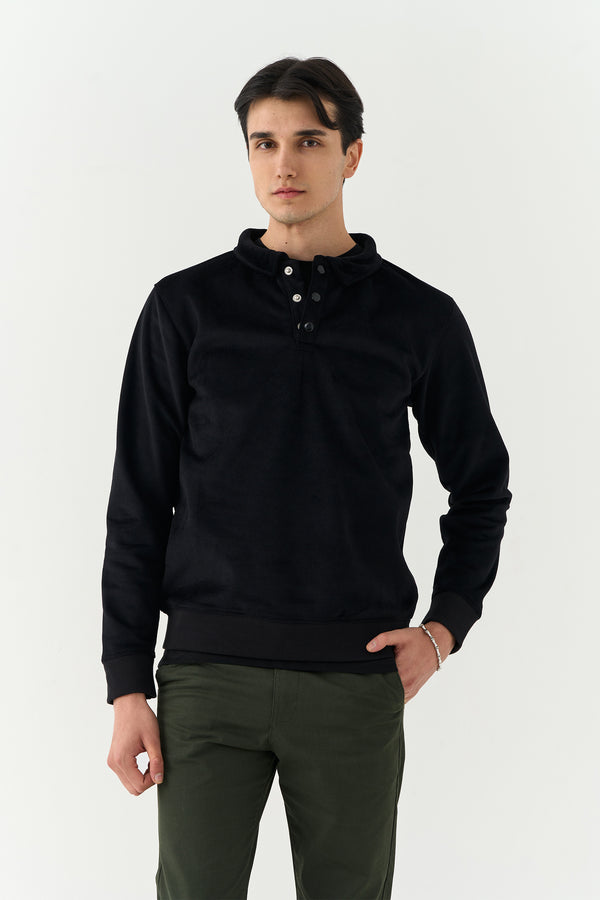 Black Snap Button Sweatshirt