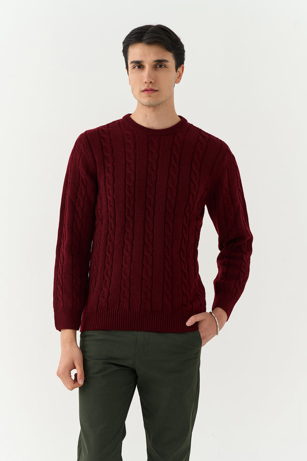 Red Cable-Knit Sweater