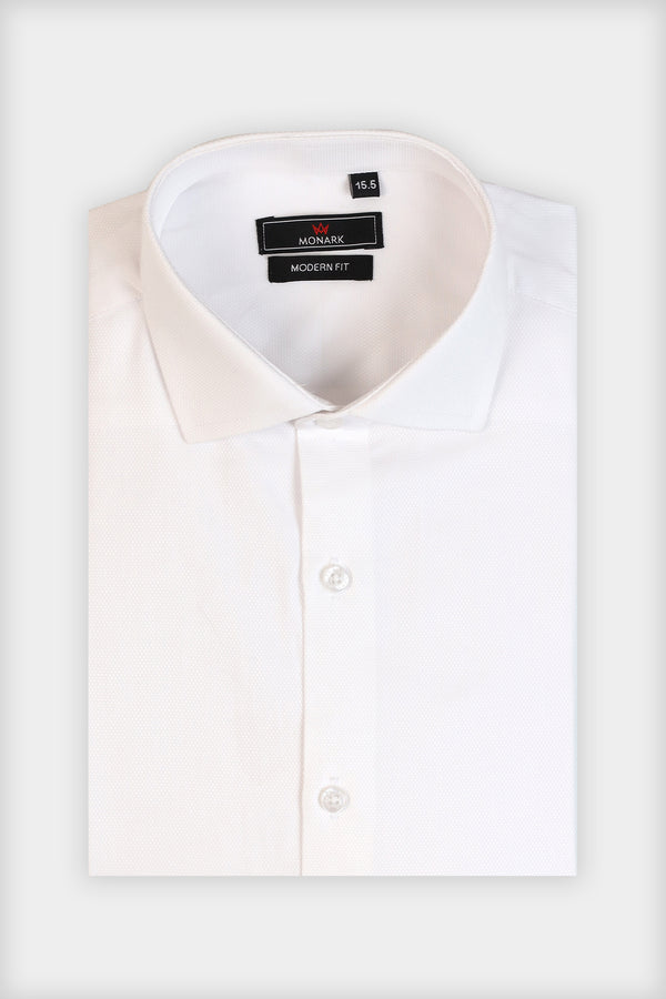 White Textured Formal Shirt