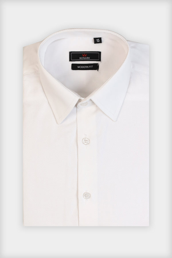 White Textured Formal Shirt