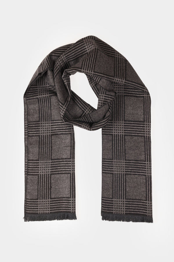 Grey-Black Check Pattern Scarf