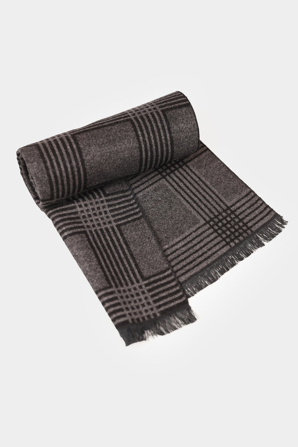 Grey-Black Check Pattern Scarf