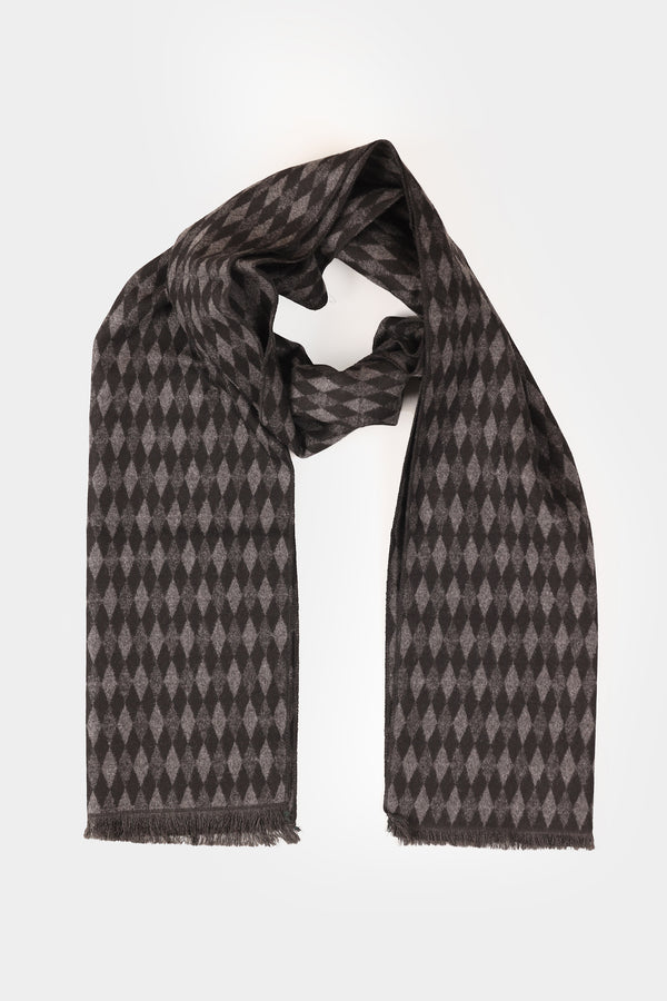 Grey-Black Diamond Pattern Scarf