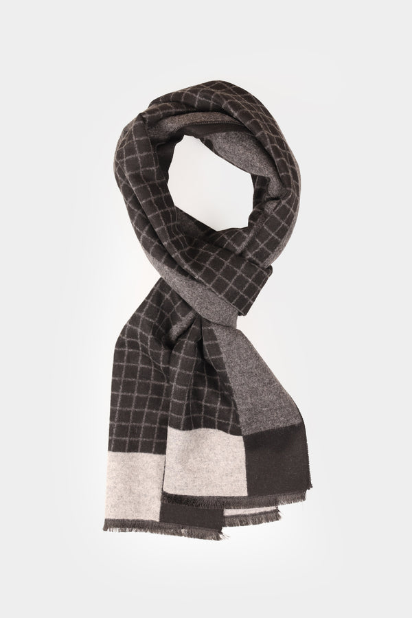Grey-Black Check Pattern Scarf