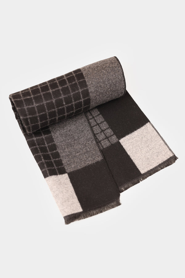 Grey-Black Check Pattern Scarf