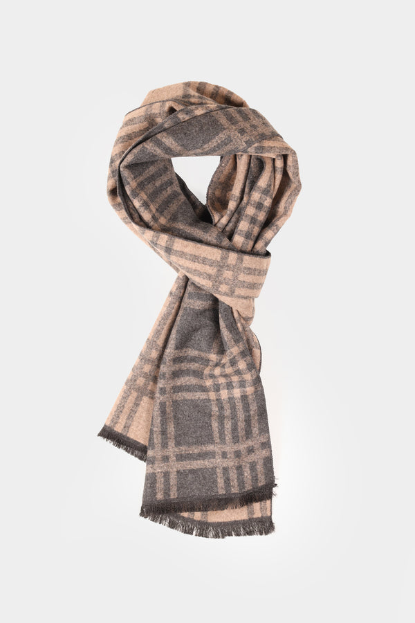 Beige-Grey Block Pattern Scarf