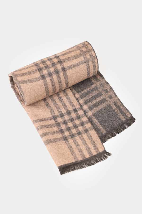 Beige-Grey Block Pattern Scarf