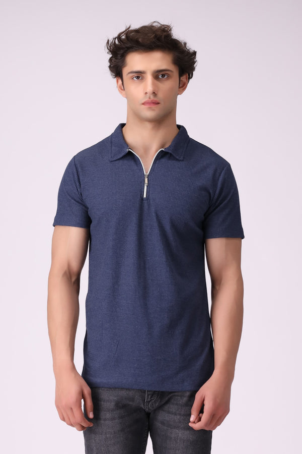 SunZip Textured Navy Polo Shirt