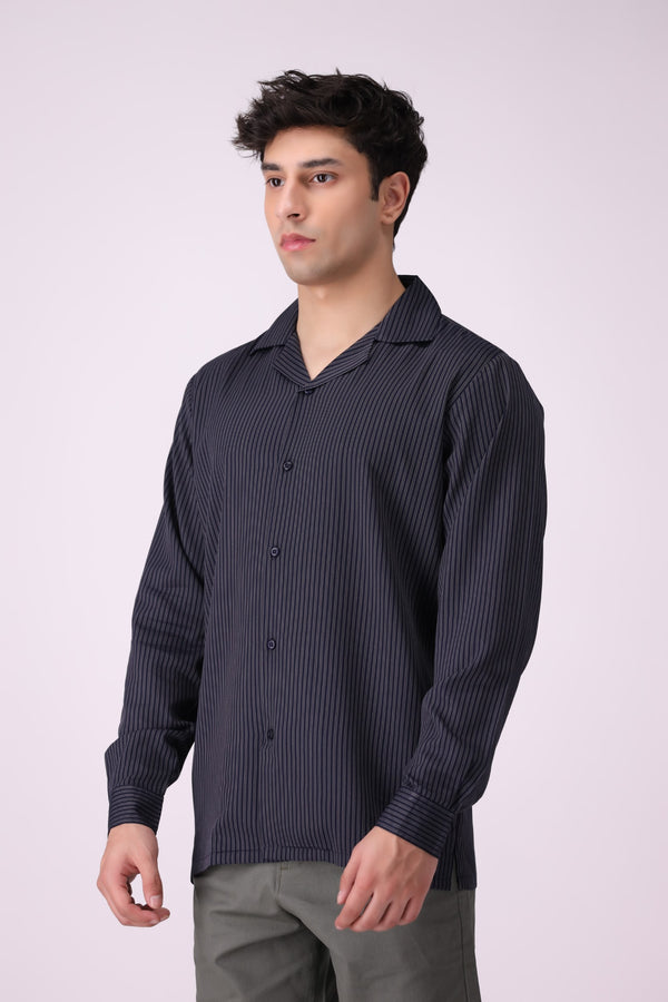 CampCollar Black Half-Sleeves Shirt