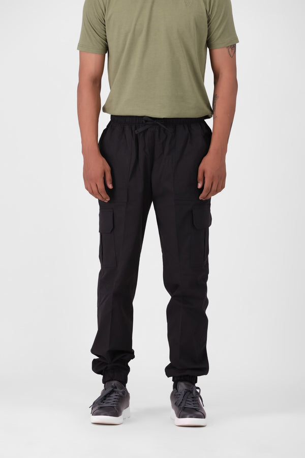 Black Stright Fit Cargo Pants