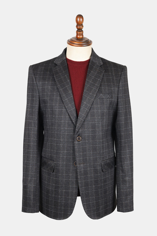 Charcoal Grey Checkered Coat