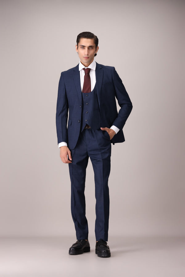 TEXTURED SLIM FIT 3-PCS SUIT