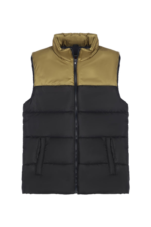 TWO TONE SLEEVELESS QUITED JACKET